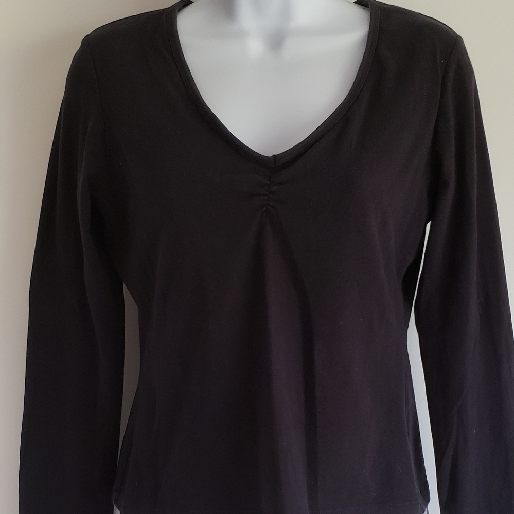 VICTORIA SECRET LONGSLEEVE BLACK SPANDEX VNECK TOP